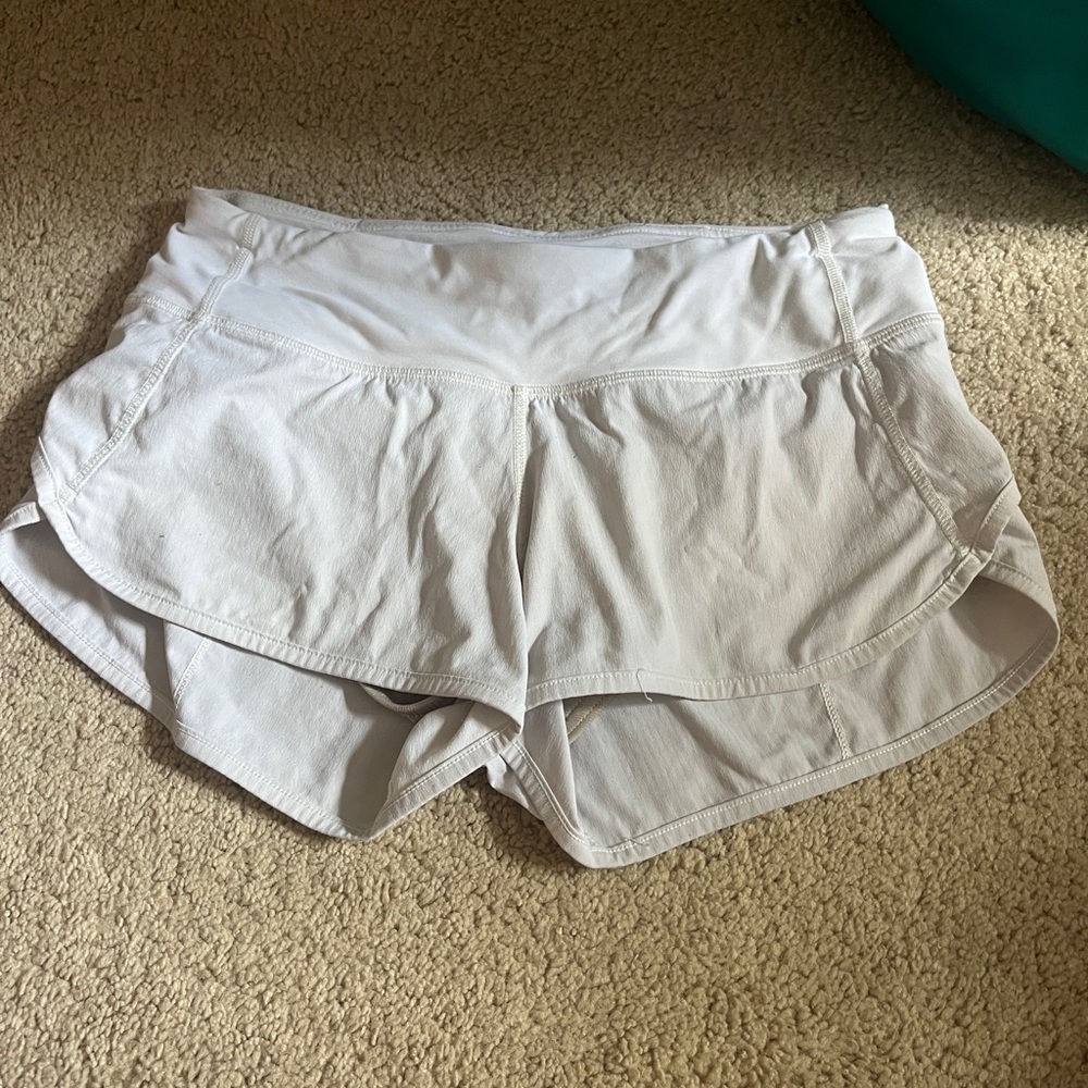 lululemon athletica white speed up shorts